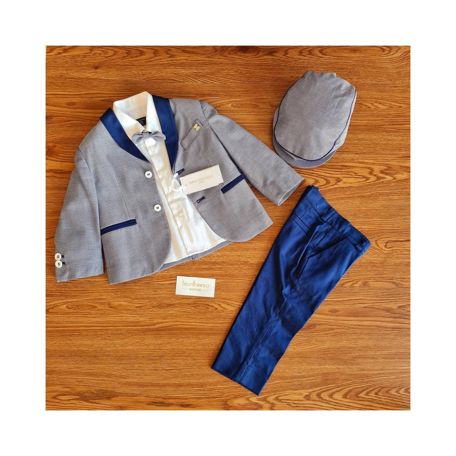 Completo Carlo Pignatelli bianco bluette