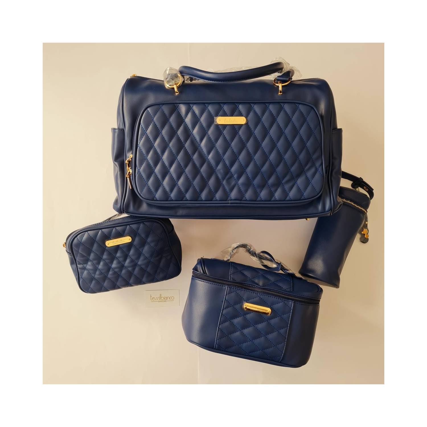 Borsa Nascita Lalalù trapuntata blu